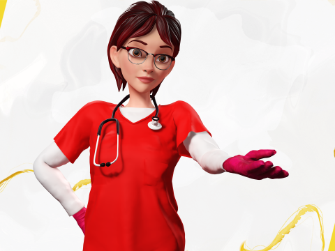 Toon Female Medic Rigged Model Nurse Medical Doctor 3D मॉडल
