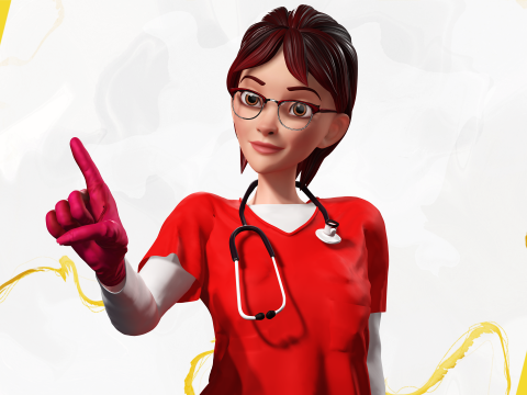 Toon Female Medic Rigged Model Nurse Medical Doctor 3D मॉडल