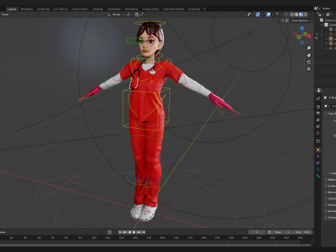 Toon Female Medic Rigged Model Nurse Medical Doctor 3D मॉडल
