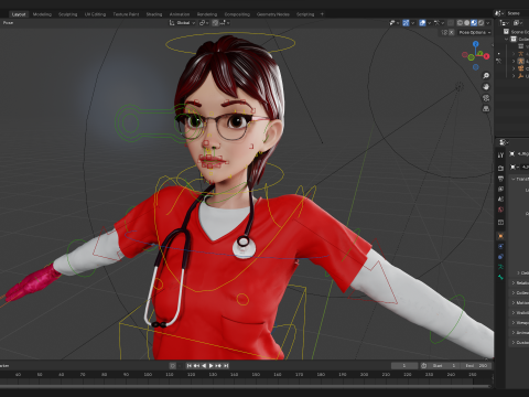Toon Female Medic Rigged Model Nurse Medical Doctor 3D मॉडल