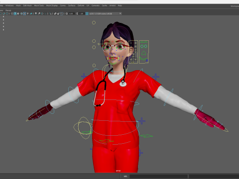Toon Female Medic Rigged Model Nurse Medical Doctor 3D मॉडल