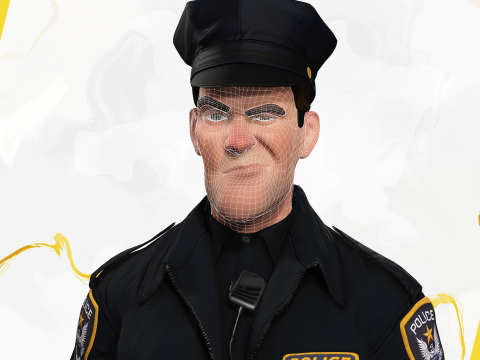 Stylized Cop Cartoon Police Officer Rigged Policeman Modello 3D