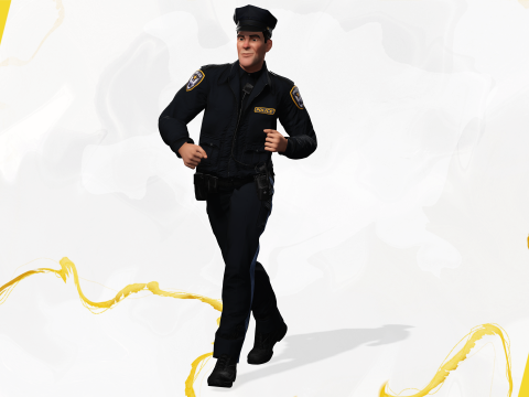 Stylized Cop Cartoon Police Officer Rigged Policeman Modello 3D