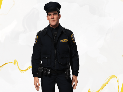 Stylized Cop Cartoon Police Officer Rigged Policeman Modello 3D