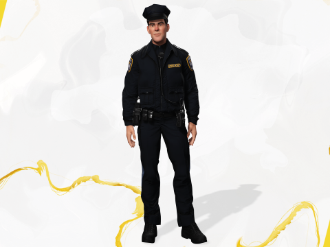 Stylized Cop Cartoon Police Officer Rigged Policeman Modello 3D