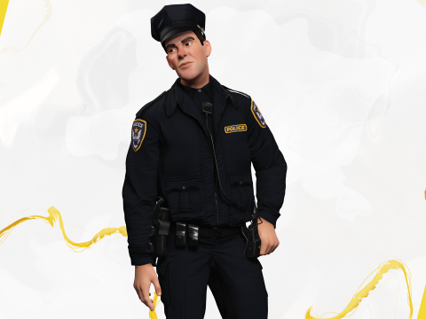 Stylized Cop Cartoon Police Officer Rigged Policeman Modello 3D