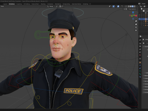 Stylized Cop Cartoon Police Officer Rigged Policeman Modello 3D