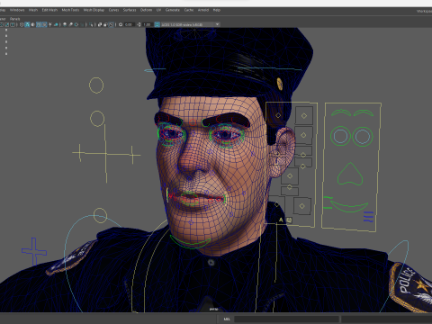 Stylized Cop Cartoon Police Officer Rigged Policeman Modello 3D
