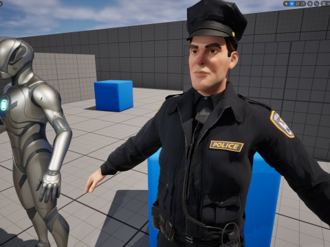 Stylized Cop Cartoon Police Officer Rigged Policeman Modello 3D