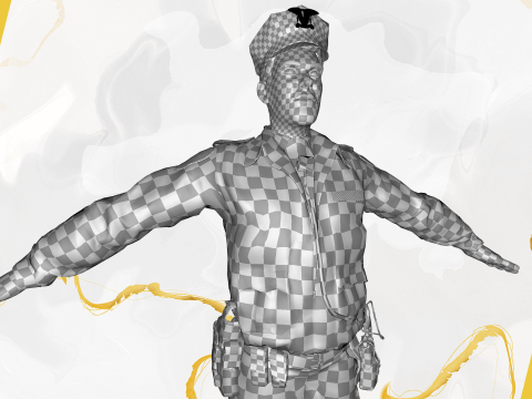 Stylized Cop Cartoon Police Officer Rigged Policeman Modello 3D