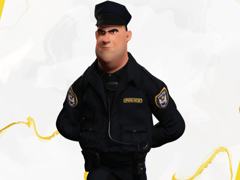 Rigged Police Officer Toon Character Toon Cop 3Dモデル