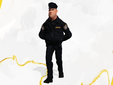 Rigged Police Officer Toon Character Toon Cop 3Dモデル