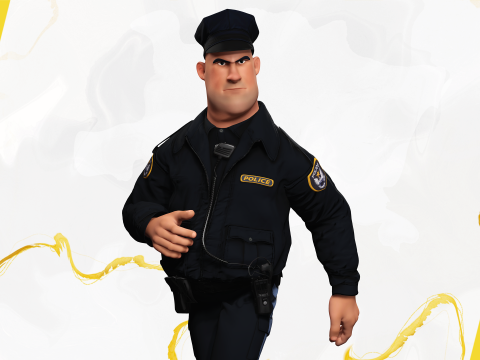 Rigged Police Officer Toon Character Toon Cop 3Dモデル