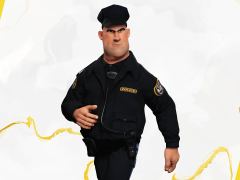 Manipulierter Polizist Toon Charakter Toon Cop 3D Modell