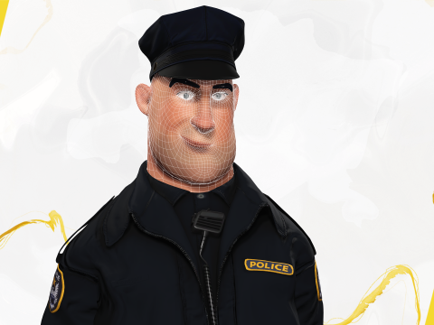 Rigged Police Officer Toon Character Toon Cop 3Dモデル
