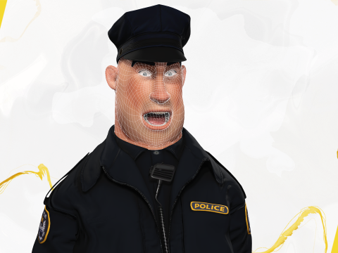 Rigged Police Officer Toon Character Toon Cop 3Dモデル