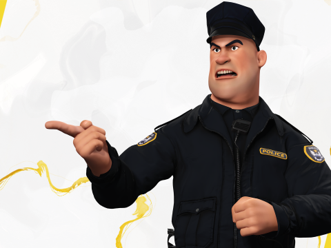 Rigged Police Officer Toon Character Toon Cop 3Dモデル