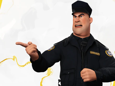 Manipulierter Polizist Toon Charakter Toon Cop 3D Modell