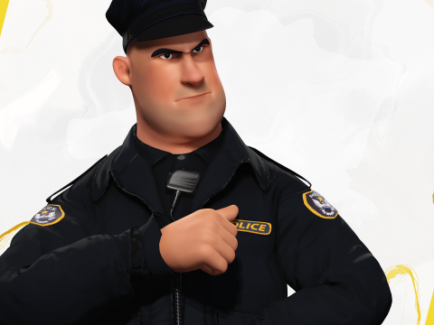 Rigged Police Officer Toon Character Toon Cop 3Dモデル