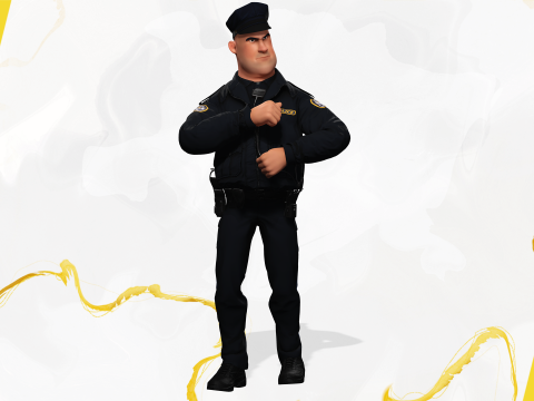 Rigged Police Officer Toon Character Toon Cop 3Dモデル
