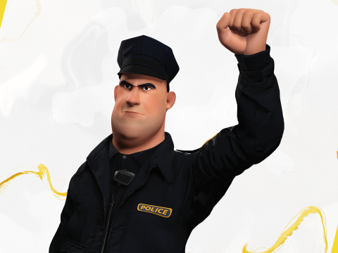 Rigged Police Officer Toon Character Toon Cop 3Dモデル