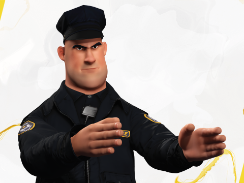 Rigged Police Officer Toon Character Toon Cop 3Dモデル
