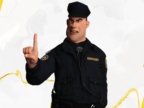 Rigged Police Officer Toon Character Toon Cop 3Dモデル