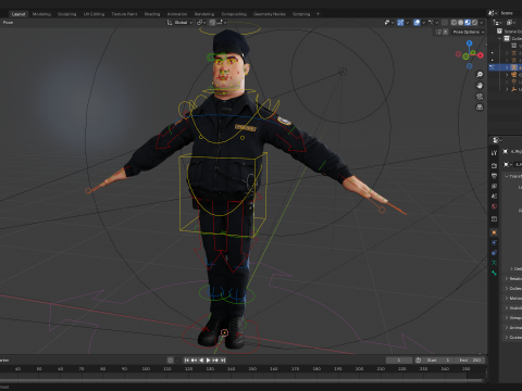 Rigged Police Officer Toon Character Toon Cop 3Dモデル