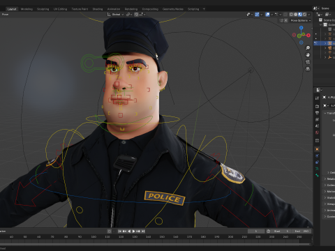 Rigged Police Officer Toon Character Toon Cop 3Dモデル