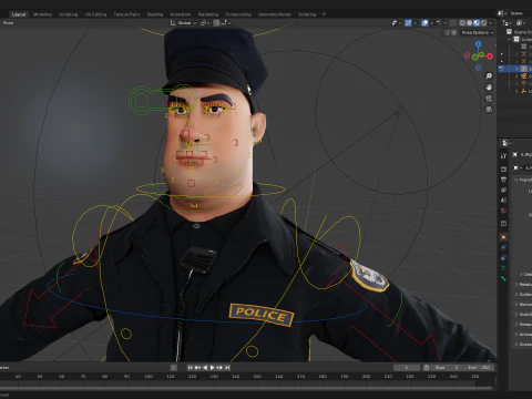 Manipulierter Polizist Toon Charakter Toon Cop 3D Modell