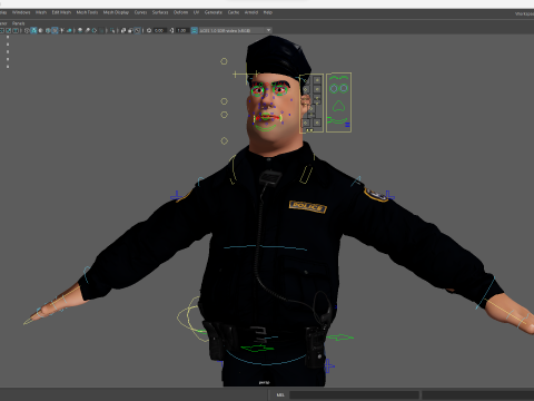 Rigged Police Officer Toon Character Toon Cop 3Dモデル