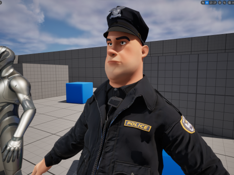Rigged Police Officer Toon Character Toon Cop 3Dモデル