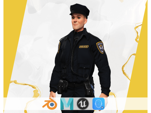 3D Law Enforcement Toon Character Police Officer Modèle 3D