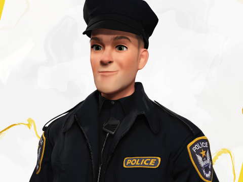 3D Law Enforcement Toon Character Police Officer 3Dモデル