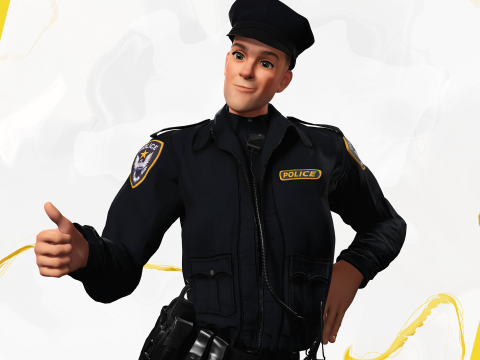 3D Law Enforcement Toon Character Police Officer 3Dモデル