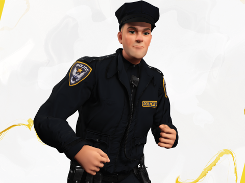 3D Law Enforcement Toon Character Police Officer 3Dモデル