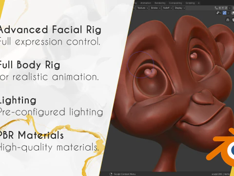 Stylized Cartoon Police Chief Rigged Fat Cop 3D Model