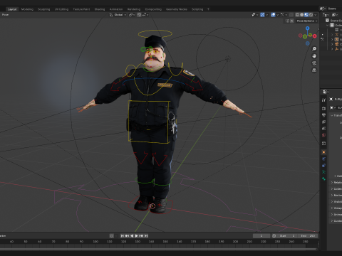 Stylized Cartoon Police Chief Rigged Fat Cop 3D Модель