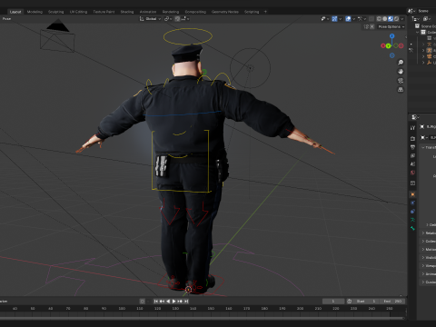 Stylized Cartoon Police Chief Rigged Fat Cop 3D Модель