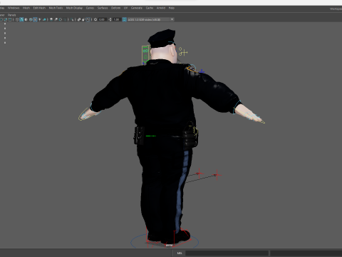 Stylized Cartoon Police Chief Rigged Fat Cop 3D Модель