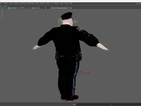 Stylized Cartoon Police Chief Rigged Fat Cop 3D Model