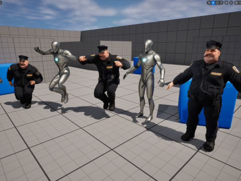 Stylized Cartoon Police Chief Rigged Fat Cop 3D Модель