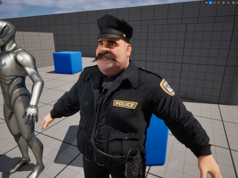 Stylized Cartoon Police Chief Rigged Fat Cop 3D Модель