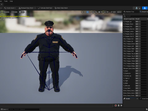 Stylized Cartoon Police Chief Rigged Fat Cop 3D Model