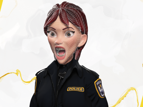 Stylized Female Police Officer Rigged woman cop Policewoman Modèle 3D