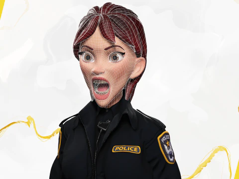 Ufficiale di polizia femminile stilizzato Poliziotto donna truccata Poliziotta Modello 3D