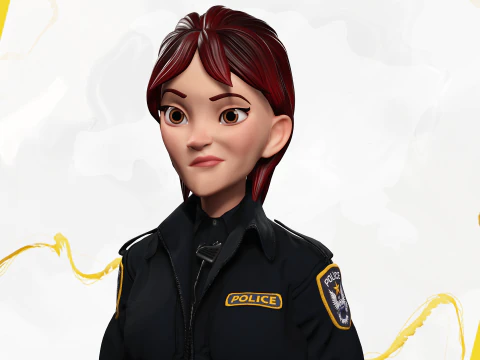 Ufficiale di polizia femminile stilizzato Poliziotto donna truccata Poliziotta Modello 3D