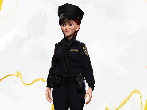 Stylized Female Police Officer Rigged woman cop Policewoman Modèle 3D