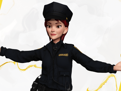 Stylized Female Police Officer Rigged woman cop Policewoman Modèle 3D