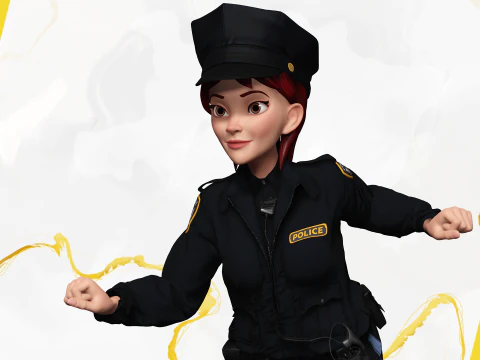 Ufficiale di polizia femminile stilizzato Poliziotto donna truccata Poliziotta Modello 3D